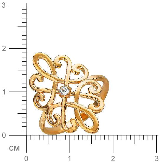 Кольцо с фианитом из красного золота (арт. 834154)