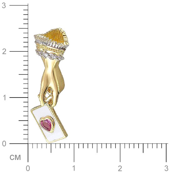Подвеска Рука с бриллиантами, сапфиром, вставкой из эмали из желтого золота (арт. 834199)
