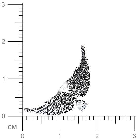 Кольцо Крылья с фианитом из серебра (арт. 834351)