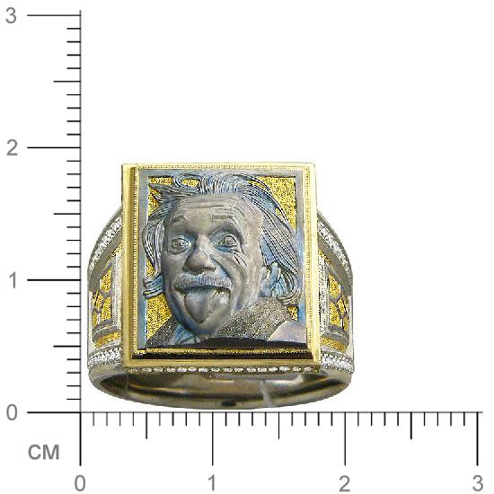 Печатка Альберт Энштейн с 165 бриллиантами из комбинированного золота (арт. 835129)