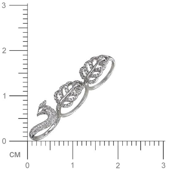 Кольцо Птица Павлин на три пальца с фианитами из серебра (арт. 835146)