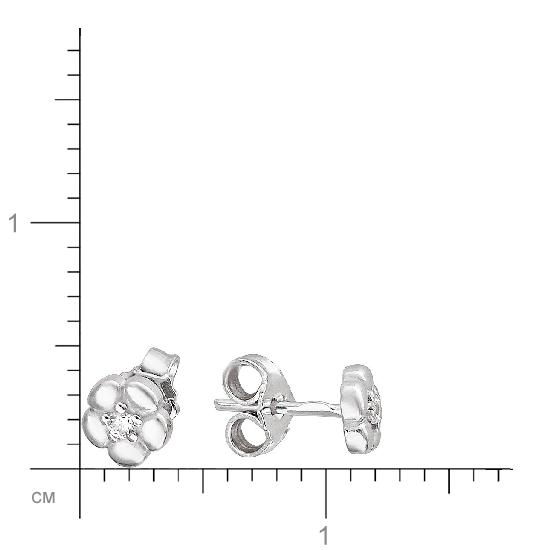 Серьги Цветы с 2 фианитами из серебра (арт. 835924)