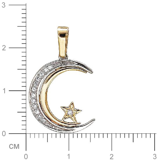 Подвеска Мусульманская с 13 фианитами из комбинированного золота (арт. 836440)