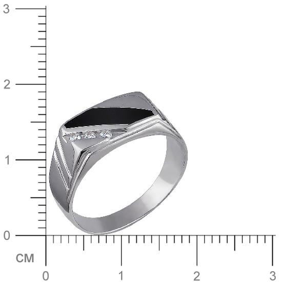 Кольцо с фианитами и ониксом из серебра (арт. 836450)