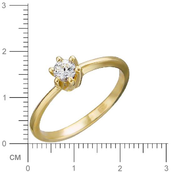 Кольцо с 1 фианитом из жёлтого золота (арт. 836470)