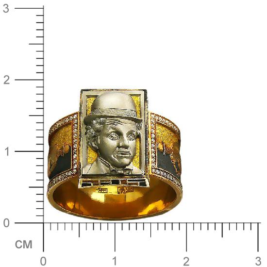 Печатка Чарли Чаплин с 180 бриллиантами из комбинированного золота (арт. 837649)