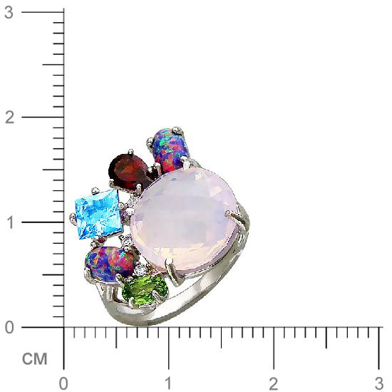 Кольцо с россыпью цветных камней из серебра (арт. 837662)