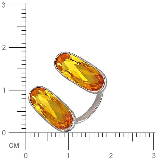 Кольцо безразмерное с 2 кристаллами swarovski из серебра (арт. 838149)