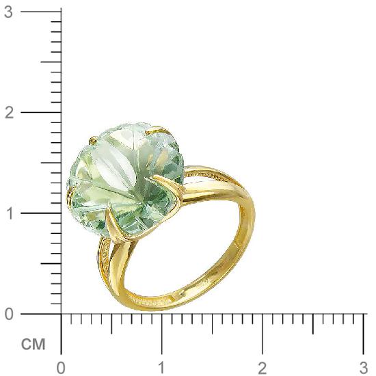 Кольцо Цветок с 1 празиолитом из жёлтого золота (арт. 840460)