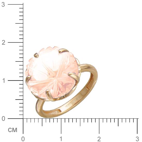 Кольцо Цветок с 1 кварцем из красного золота (арт. 841764)