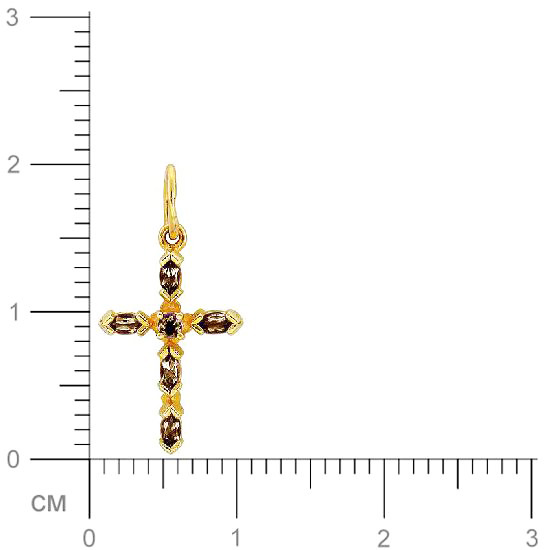 Крестик с 6 раухтопазами из красного золота (арт. 842370)