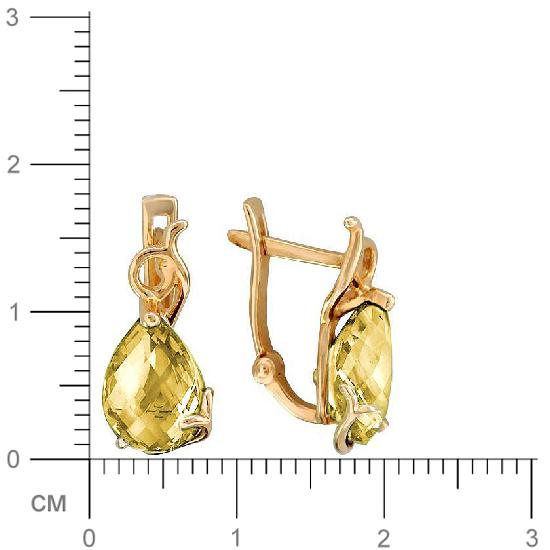 Серьги Капли с 2 цитринами из красного золота (арт. 842679)