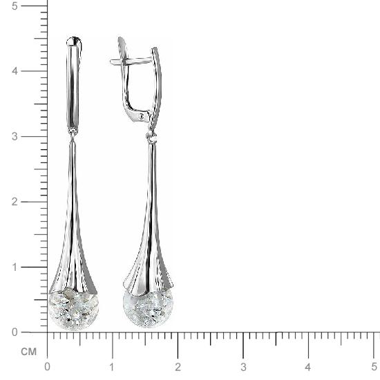 Серьги с плавающими фианитами из серебра (арт. 842860)