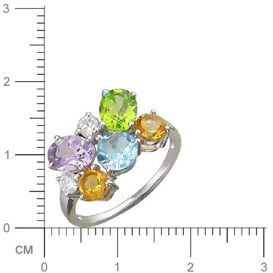 Кольцо с россыпью цветных камней из серебра (арт. 842879)