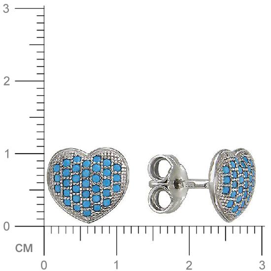 Серьги сердечки с бирюзой из серебра (арт. 842956)