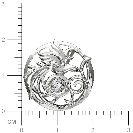 Подвеска Птица с 1 фианитом из серебра (арт. 843008)