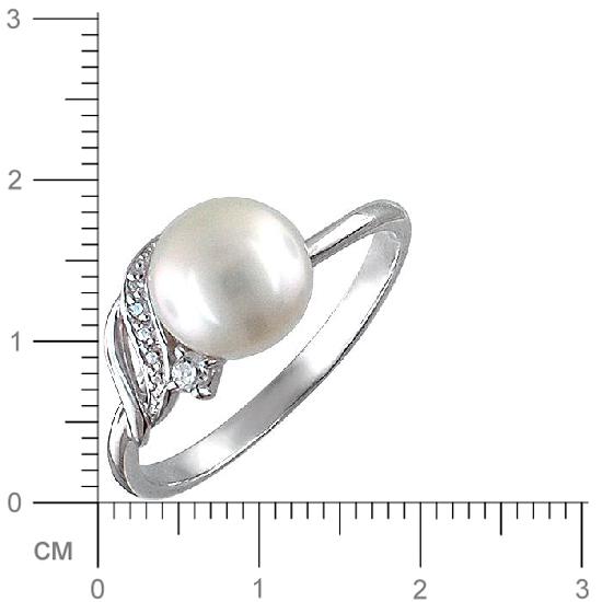 Кольцо с жемчугом и фианитами из серебра (арт. 843317)