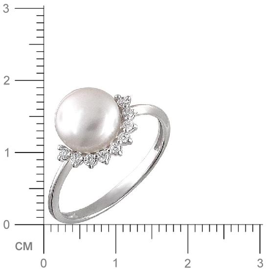 Кольцо с жемчугом и фианитами из серебра (арт. 843321)