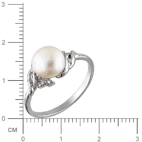 Кольцо с жемчугом и фианитами из серебра (арт. 843326)