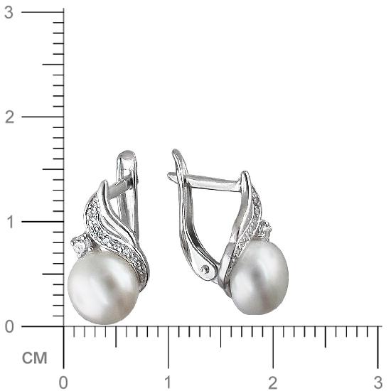 Серьги с жемчугом и фианитами из серебра (арт. 843341)