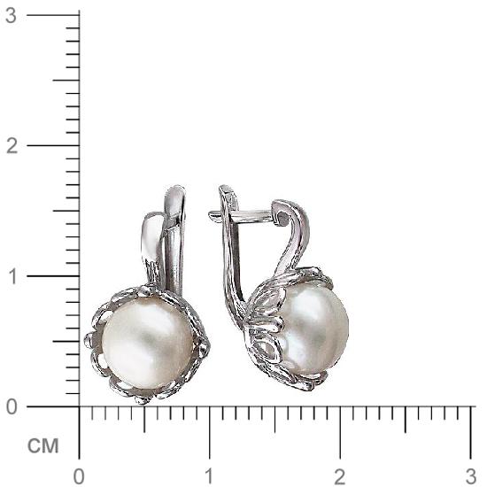 Серьги с 2 жемчугом из серебра (арт. 843351)