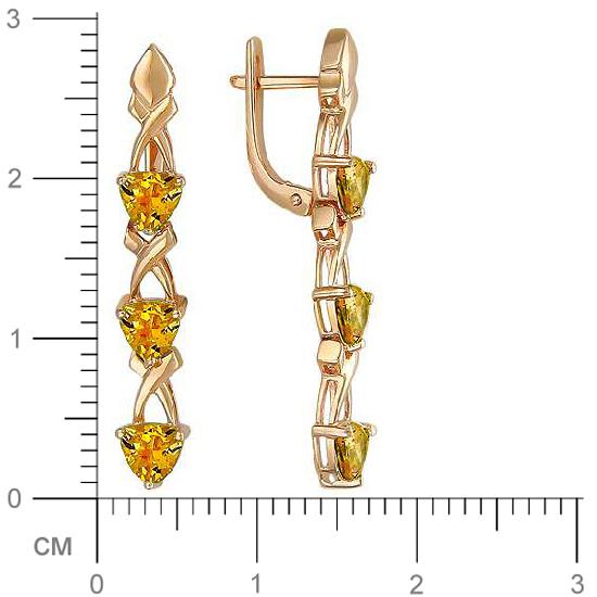 Серьги с 6 цитринами из красного золота (арт. 843486)