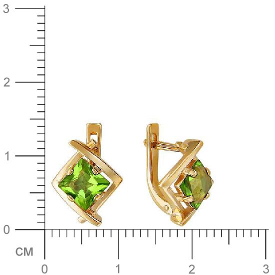 Серьги с 2 хризолитами из красного золота (арт. 844415)