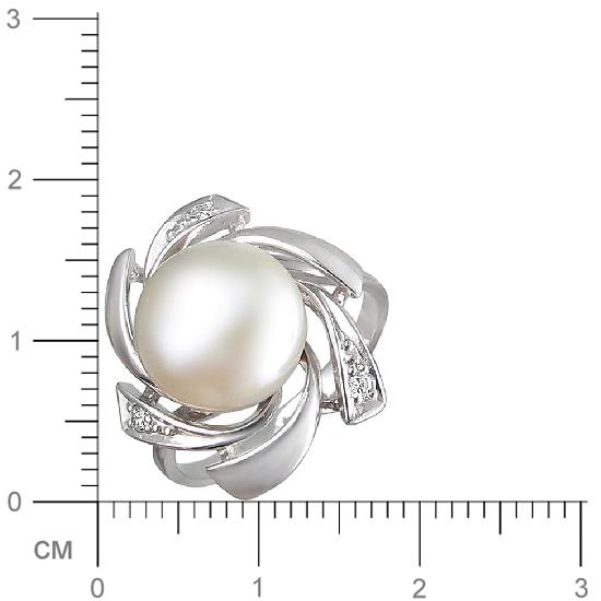 Кольцо с жемчугом и фианитами из серебра (арт. 844994)