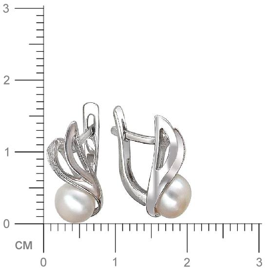 Серьги с жемчугом и фианитами из серебра (арт. 845008)