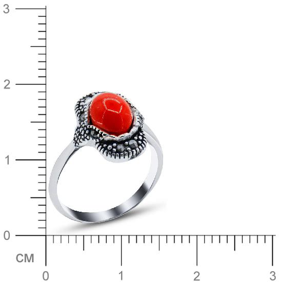Кольцо с марказитами и агатами из серебра (арт. 904225)