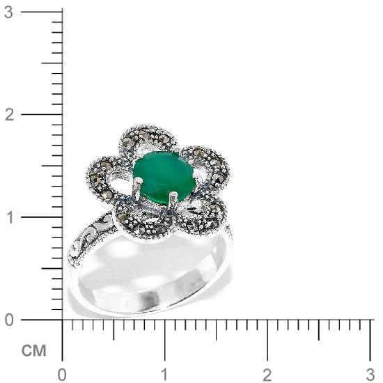 Кольцо Цветок с марказитами и агатами из серебра (арт. 905723)