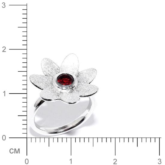 Кольцо Цветок с гранатами из серебра (арт. 907092)