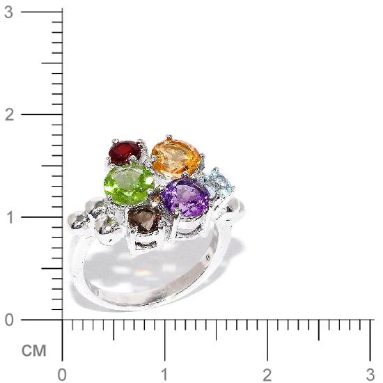 Кольцо с россыпью цветных камней из серебра (арт. 907352)
