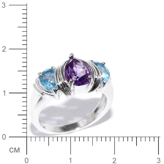 Кольцо с аметистами и топазами из серебра (арт. 907556)