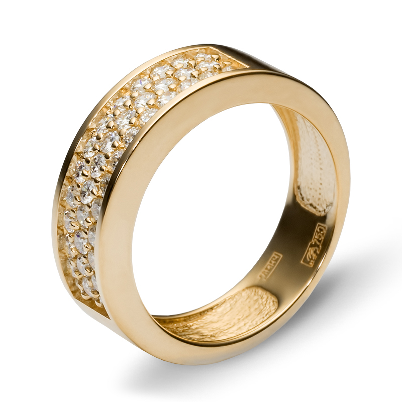 Кольцо с 38 бриллиантами из жёлтого золота 750 пробы (арт. 300482)