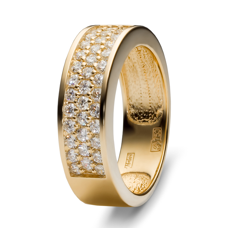 Кольцо с 38 бриллиантами из жёлтого золота 750 пробы (арт. 300482)