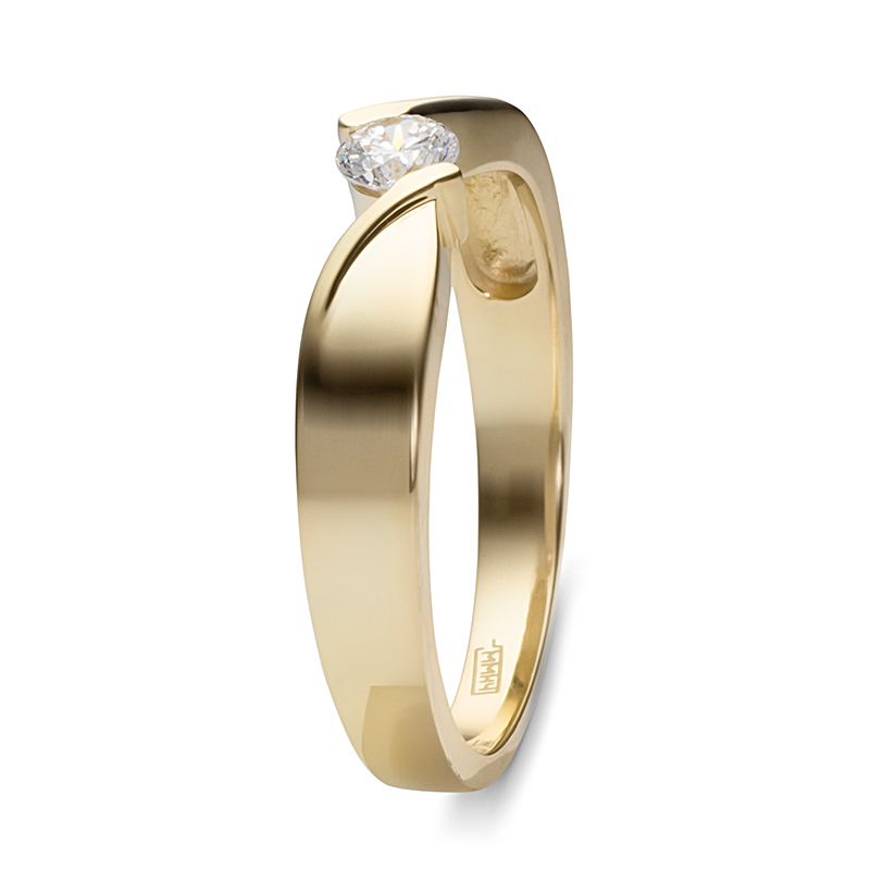 Кольцо с 1 бриллиантом из жёлтого золота 750 пробы (арт. 300551)