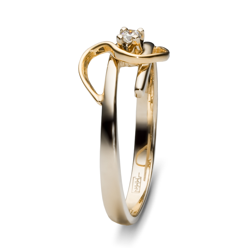 Кольцо с 1 бриллиантом из комбинированного золота 750 пробы (арт. 300903)