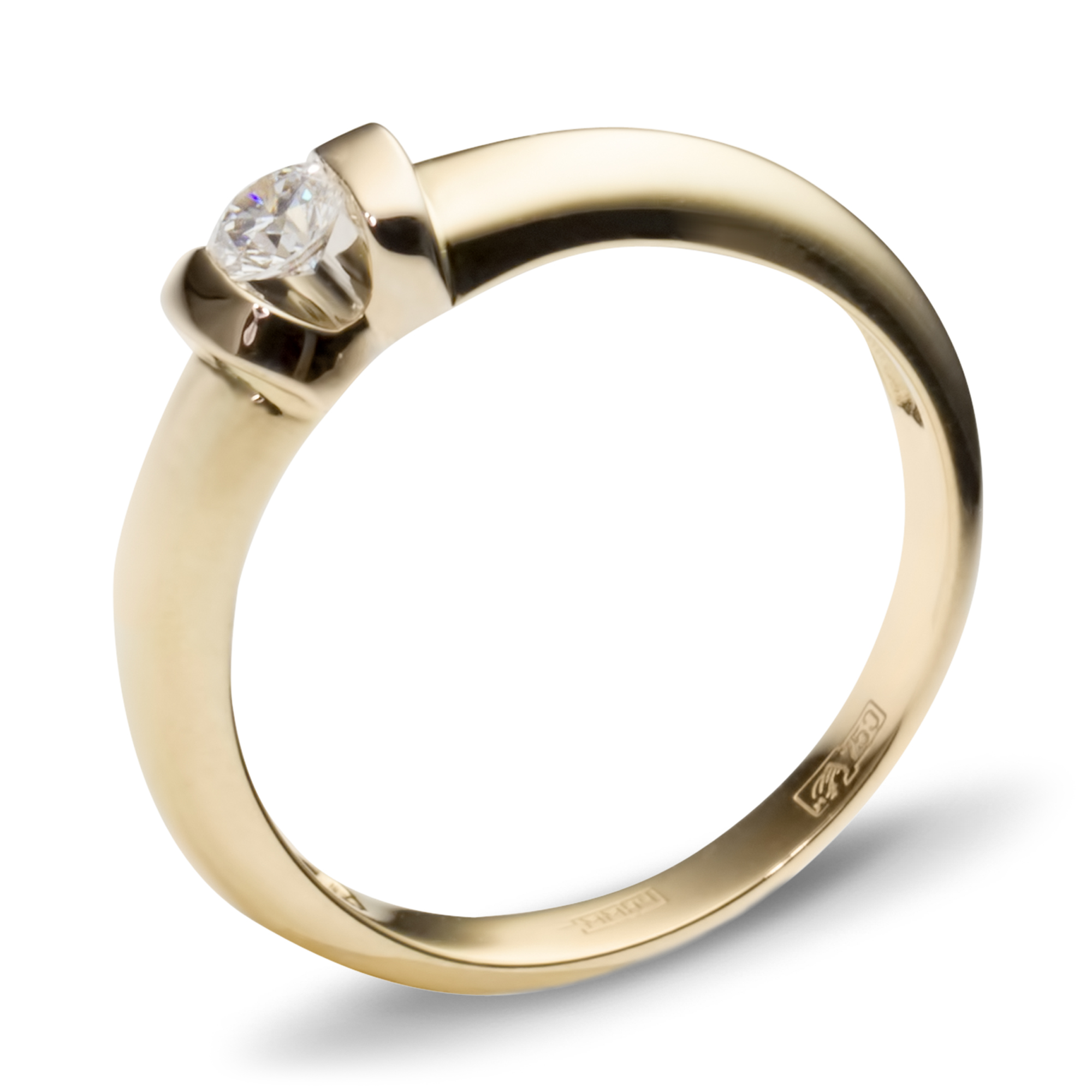 Кольцо с 1 бриллиантом из комбинированного золота 750 пробы (арт. 300935)
