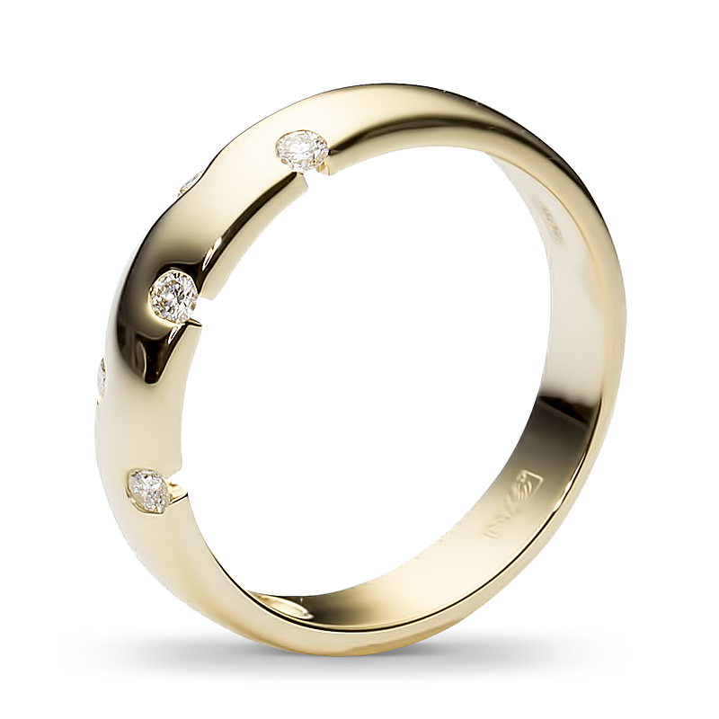 Кольцо с 5 бриллиантами из жёлтого золота 750 пробы (арт. 302309)