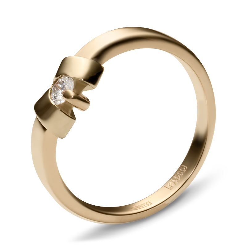 Кольцо с 1 бриллиантом из комбинированного золота  (арт. 302349)