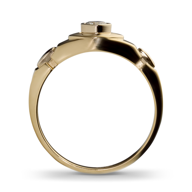 Кольцо с 1 бриллиантом из комбинированного золота 750 пробы (арт. 302631)