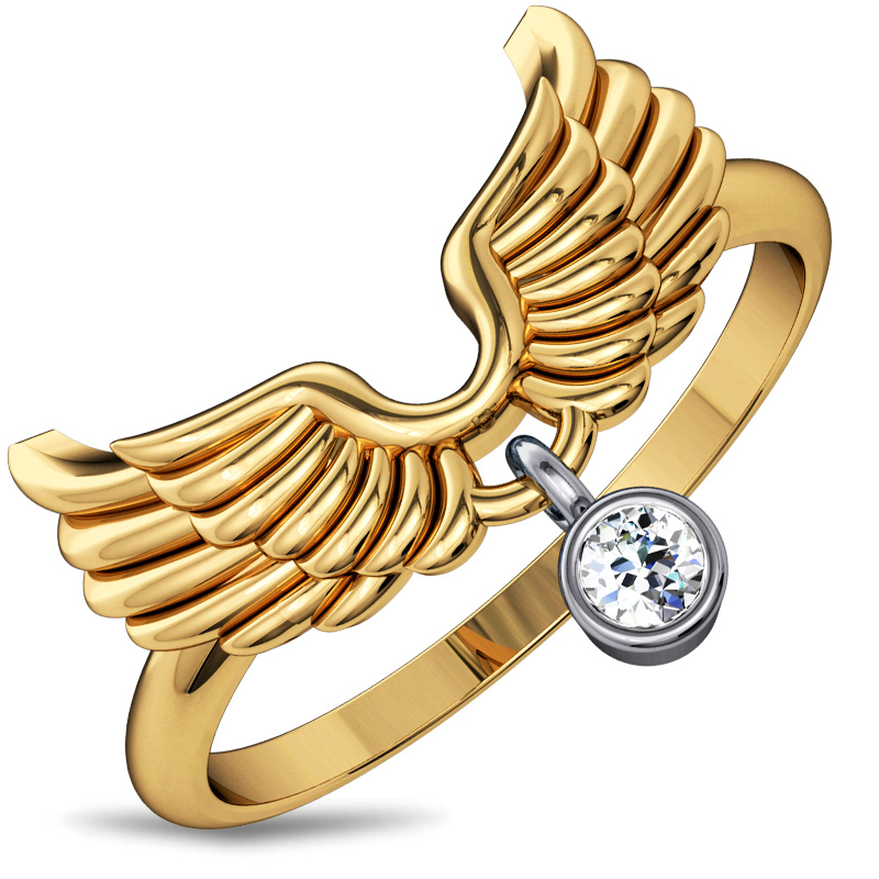 Кольцо Крылья с бриллиантом из комбинированного золота (арт. 327566)