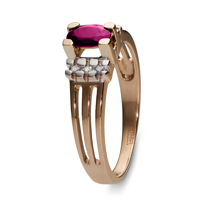 Кольцо с бриллиантами, рубином из красного золота (арт. 420901)
