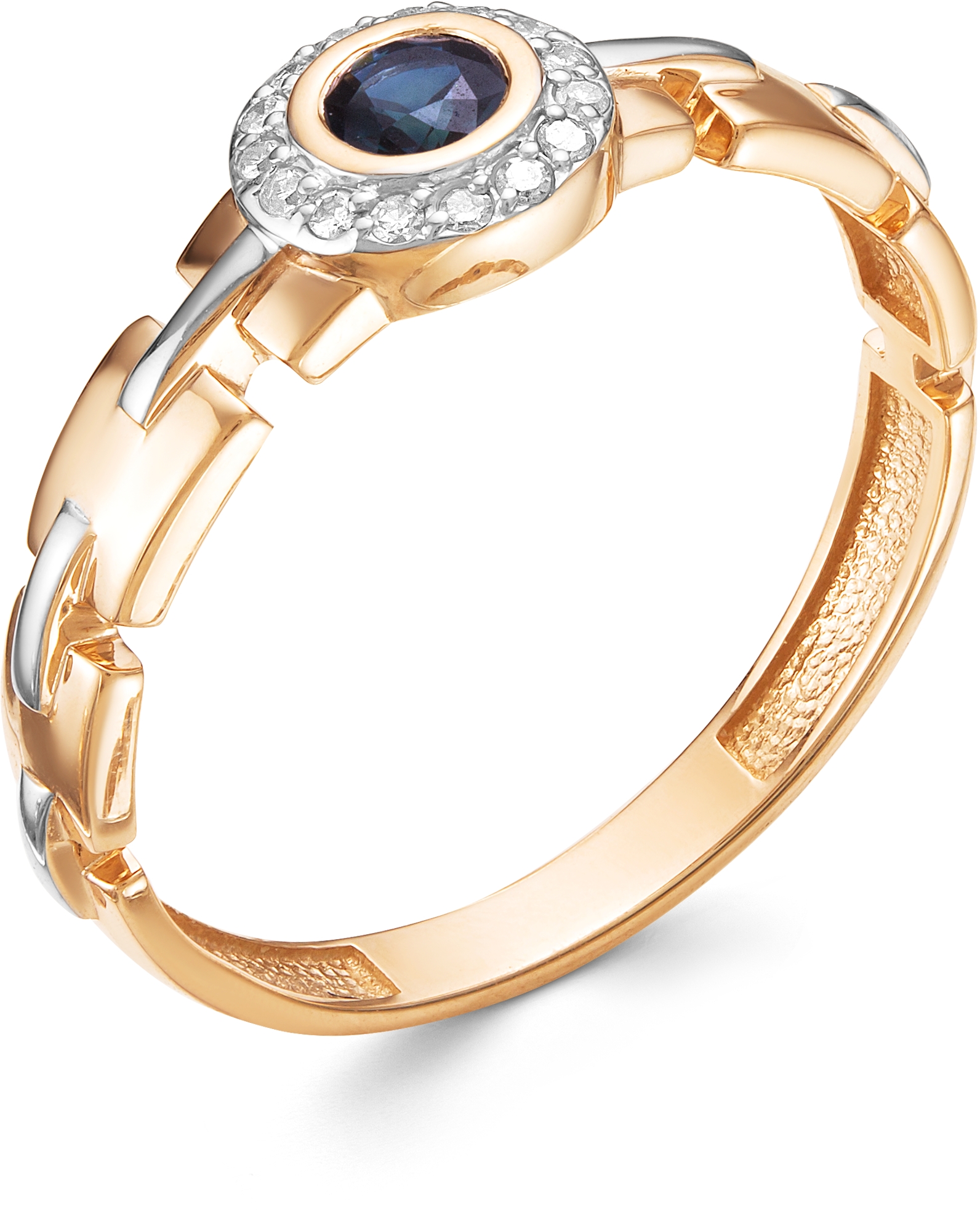 Кольцо с сапфиром и бриллиантами из красного золота (арт. 800644)