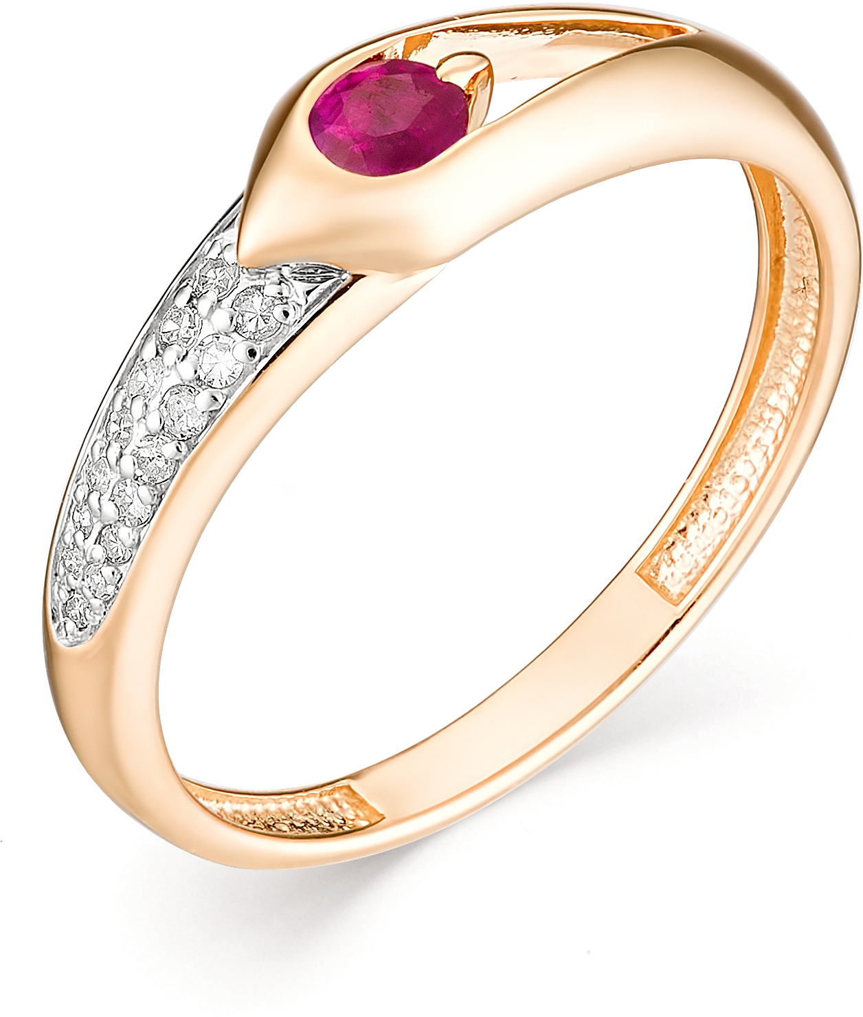 Кольцо с рубином и бриллиантами из красного золота (арт. 800716)