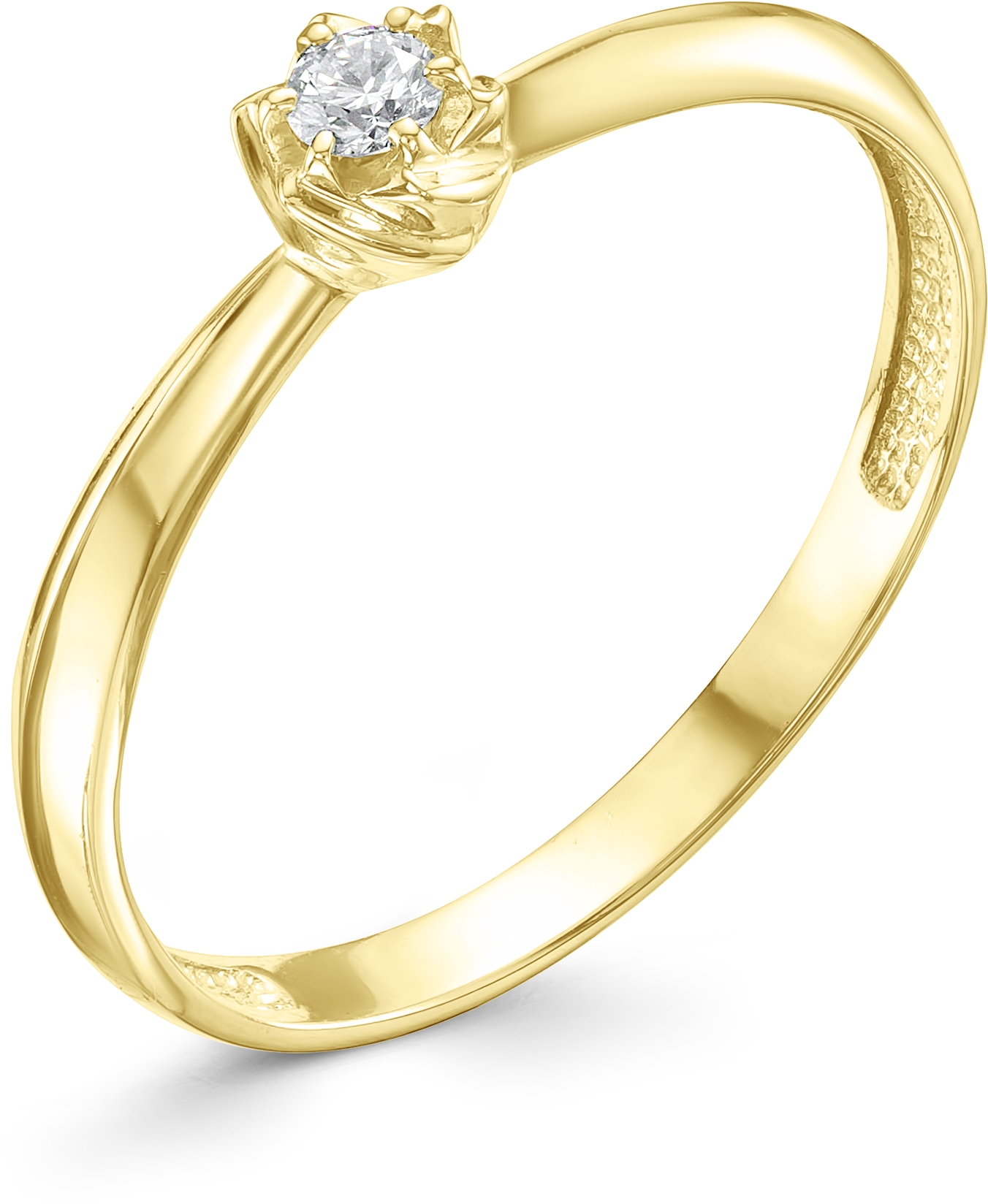 Кольцо с 1 бриллиантом из жёлтого золота (арт. 800739)