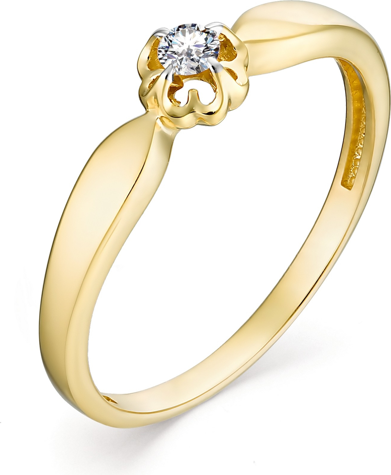 Кольцо с 1 бриллиантом из жёлтого золота (арт. 801232)