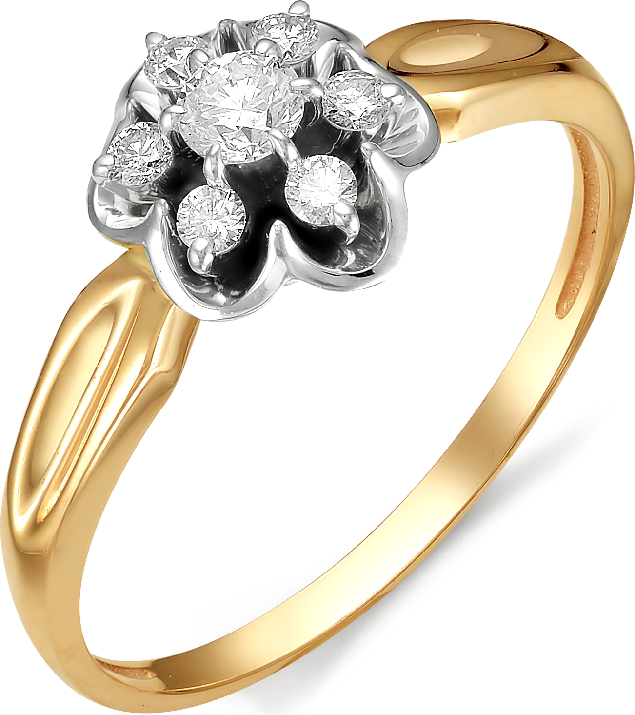Кольцо Цветок с бриллиантами из красного золота (арт. 810711)