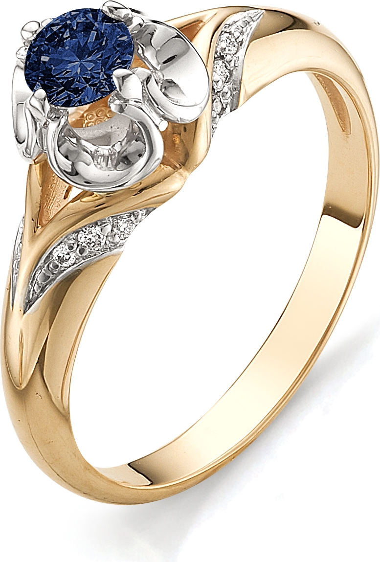 Кольцо с сапфиром, бриллиантами из красного золота (арт. 810931)